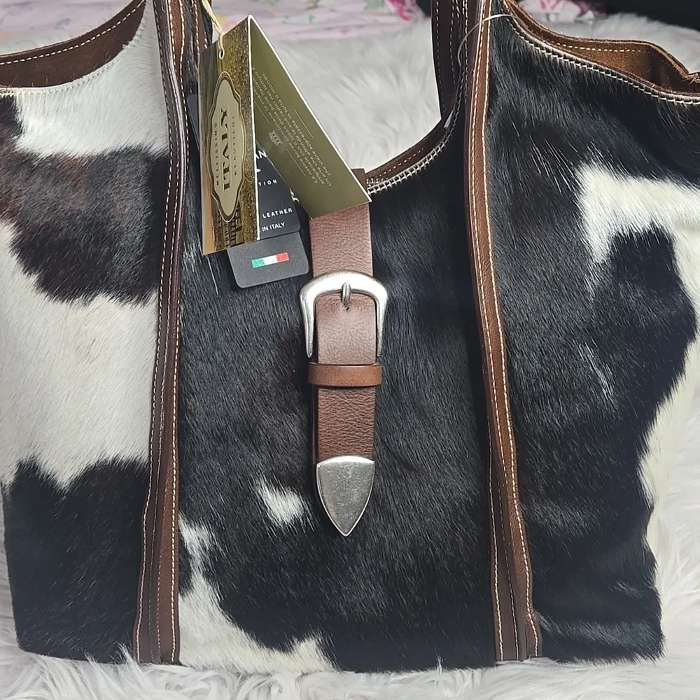 Cavalcanti Calf Hair Cow NWT Genuine Leather Hobo Bag